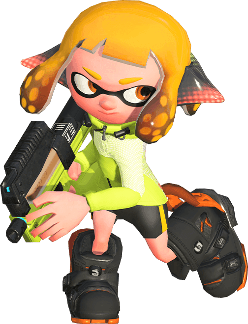 Official render of Agent 4 in the Hero Suit from Splatoon 2 Octo Canyon