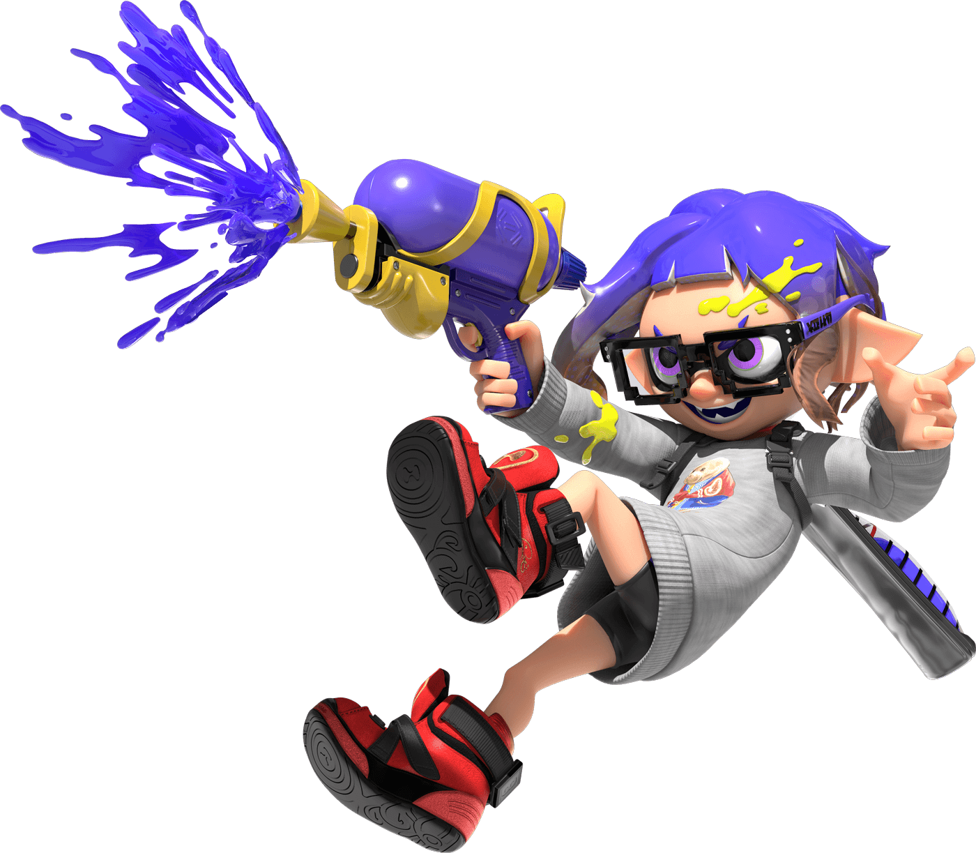 Official 3D art of an Inkling holding a Splattershot from Splatoon 3