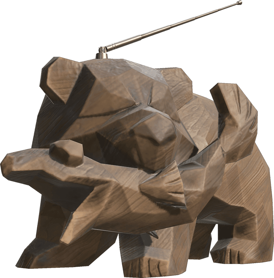 Official render of the Mr. Grizz bear statue from Salmon Run
